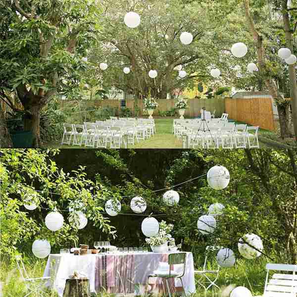 Wedding Decoration 6 White Paper Lanterns and Fans White Party Decorations