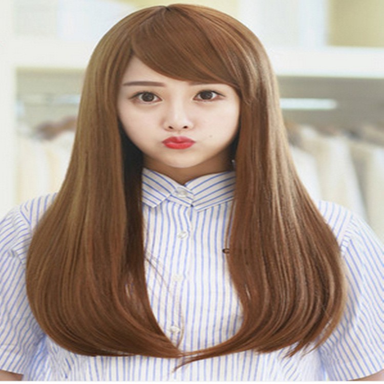 Wig Long Roll Fluffy Long Curly Hair Long Straight Hair Oblique