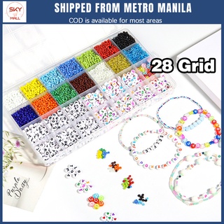 28 Grid Paint Acrylic Letter Beads Set Diy Bracelet Necklace Beads Educational Toys #1