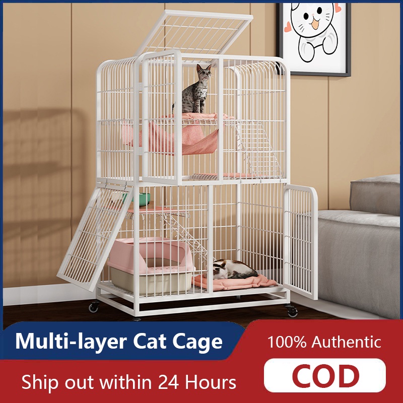 Cat Cage Villa large free space household cat cage indoor three-layer cat house with toilet