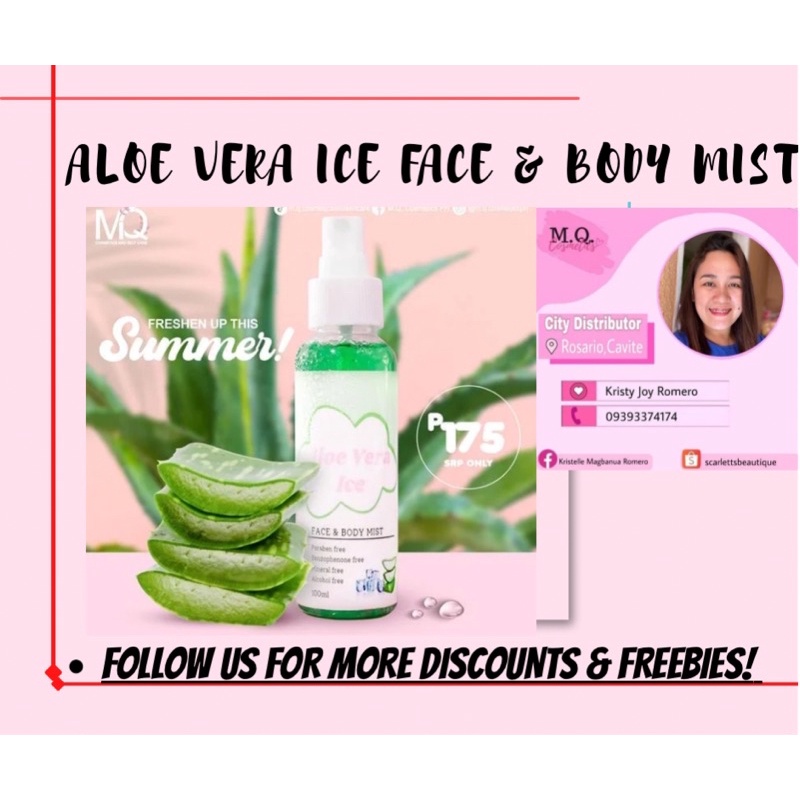 ORIGINAL MQ COSMETICS ALOE VERA ICE FACE AND BODY MIST Shopee Philippines