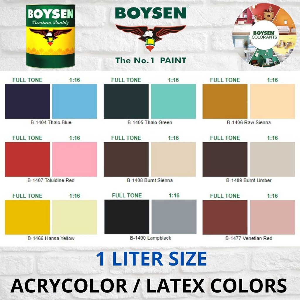 Boysen AcriColor Latex Acrylic Based Colorant Acrycolor Acricolor