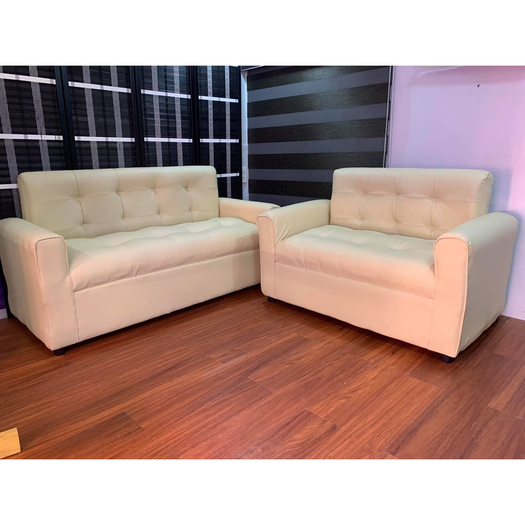 ERIKA LOVE SEAT BEIGE LEATHER "2 SEATER AND 3 SEATER"(FREE DELIVERY NCR