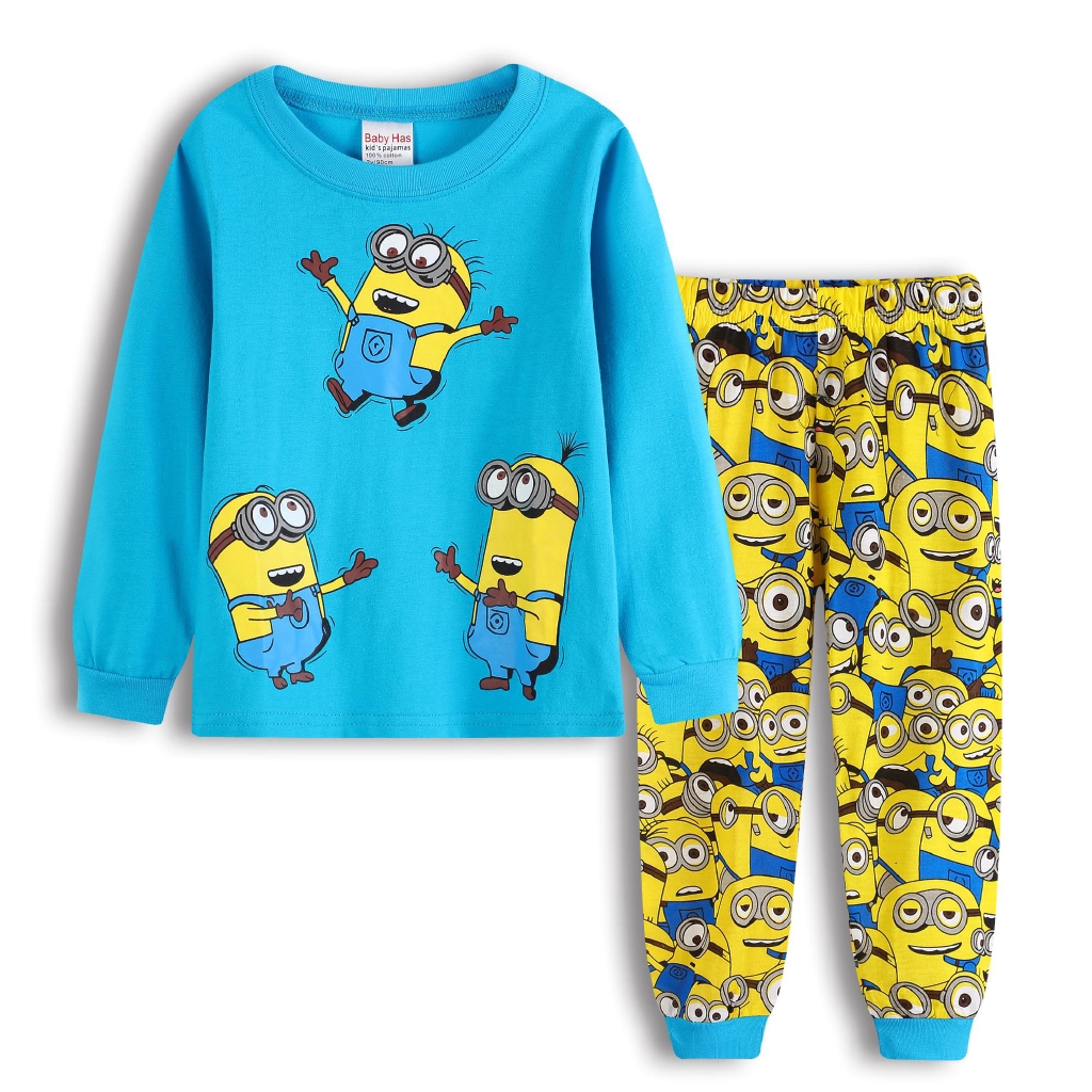 Boys Girls Cartoon Minion Pajamas Despicable Me Cotton Baby Clothes Set Unisex Kids Sleepwear 2Y-7Y