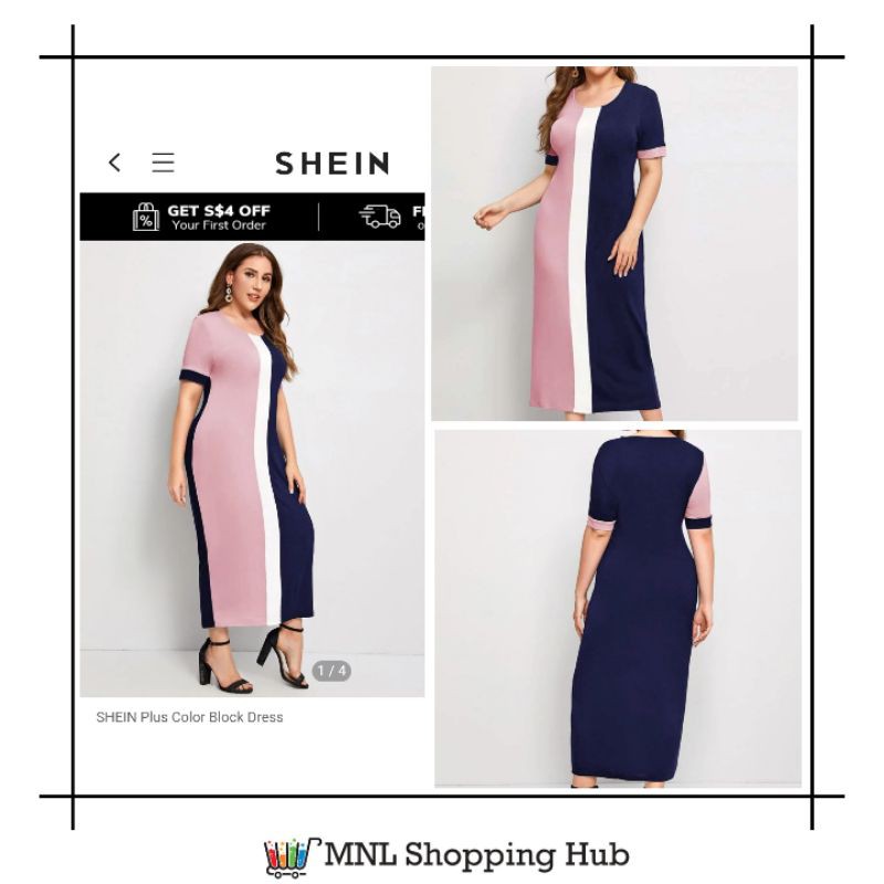 Shein Curve Plus Size Color Block Formal Dress 1xl Shopee Philippines