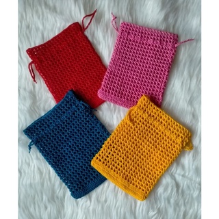 Drawstring crochet handmade pouch bright colors, personal use, gift or as packaging for souvenirs