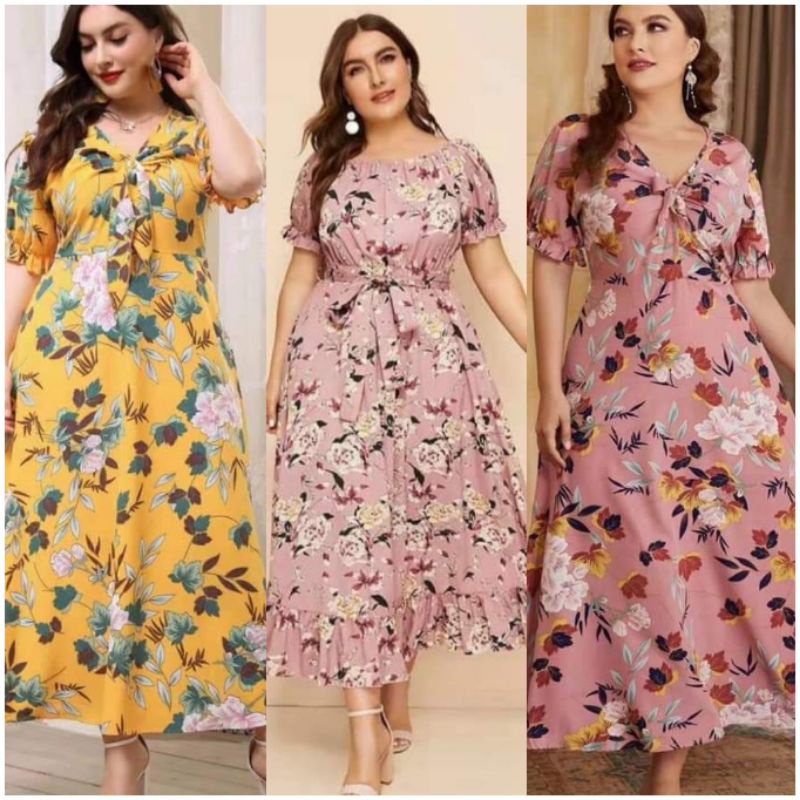 Fashionable PLUS SIZE Floral Casual Dress with puff Sleeves Hawaiian  BOHEMIAN party outfit | Shopee Philippines