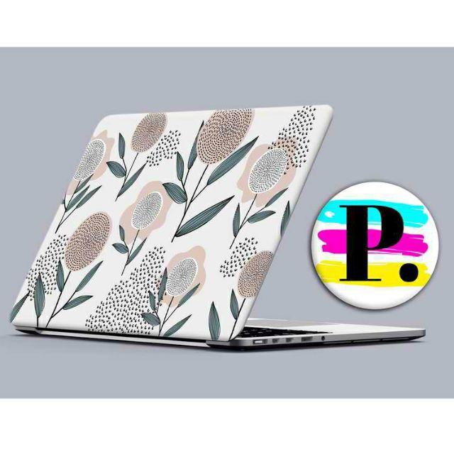 White Retro Floral Laptop Skin Laptop Sticker Back Cover Shopee