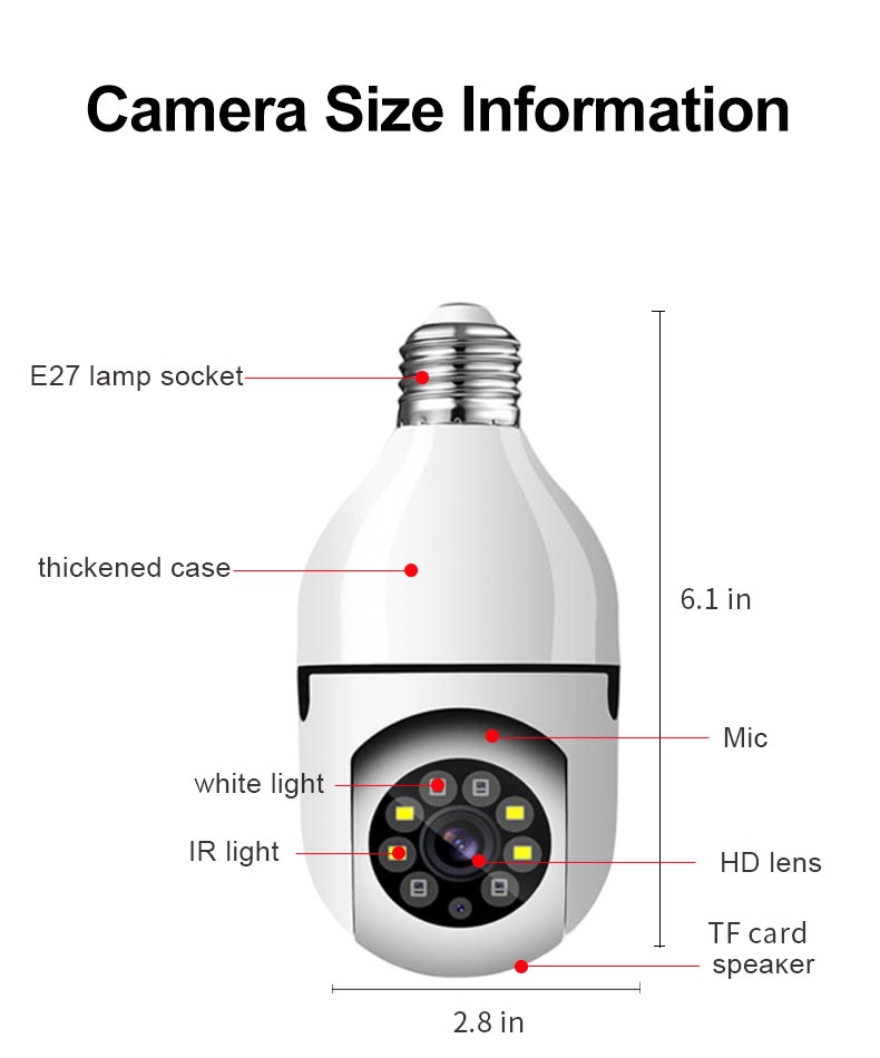 TAMEE CCTV Bulb Camera 360 Panoramic Wireless 1080P Smart Security