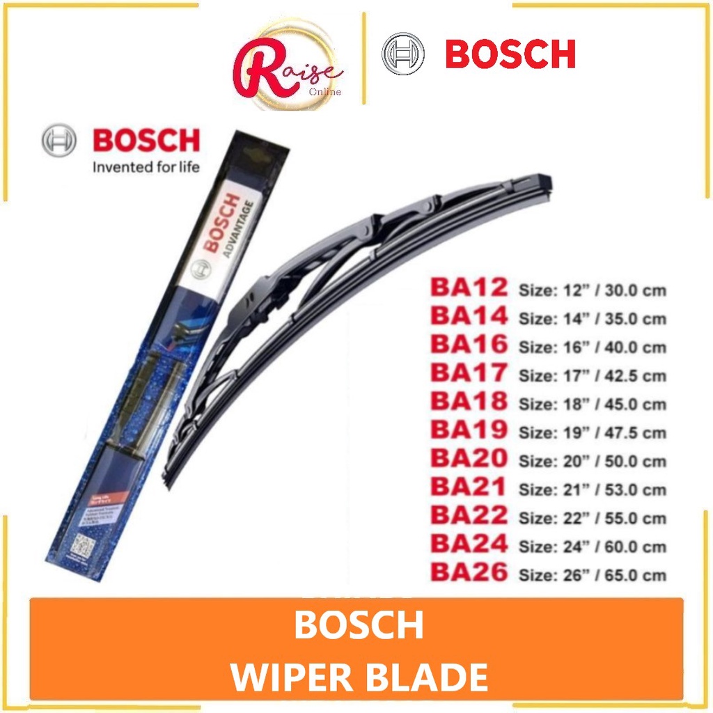 BOSCH WIPER ADVANTAGE WIPER SINGLE SIZE 12,14,16,17,18,19,20,21,22,24