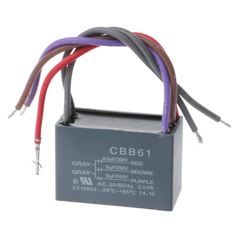 Cbb61 Ceiling Fan Capacitor 4 5uf 6uf 6uf 5 Wire 250v 5 Speed