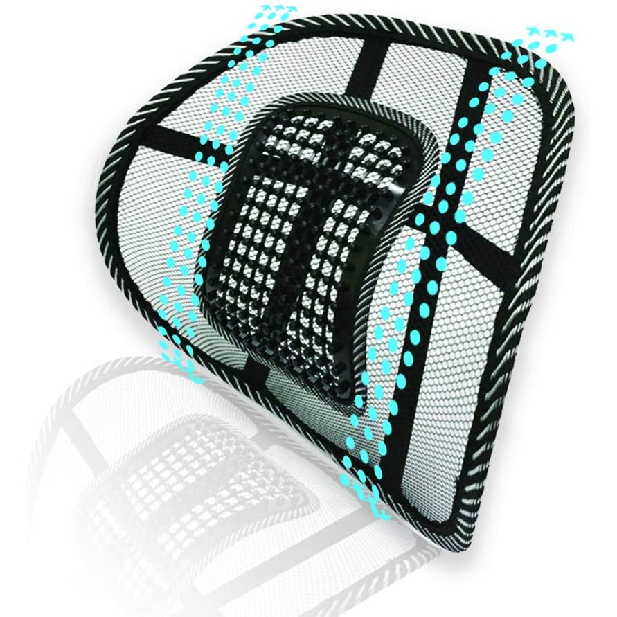 Car Mesh Back Support With Massage Beads Ergonomic