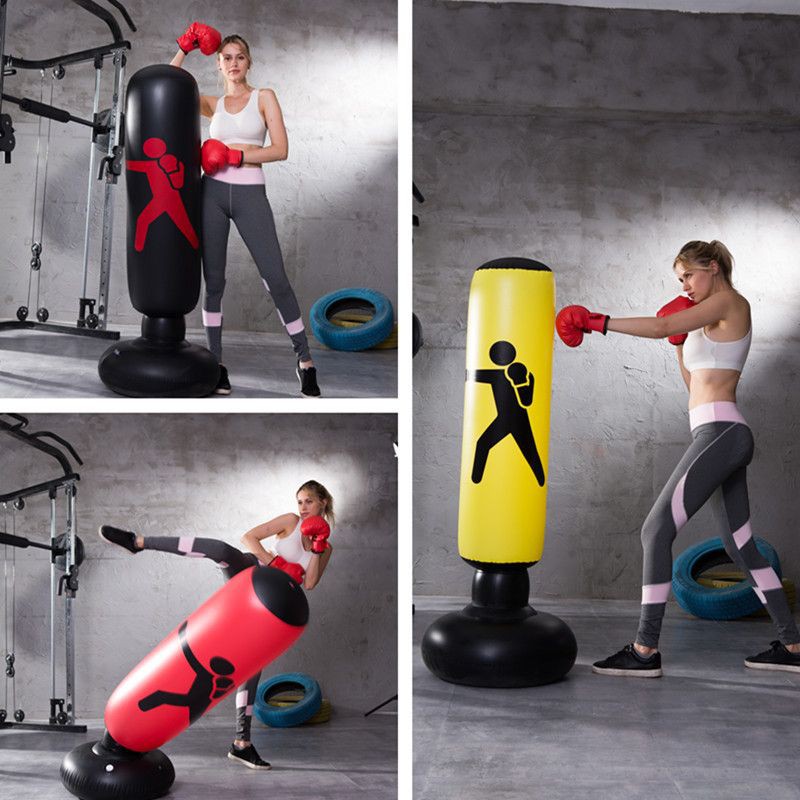 xiaopai Boxing Column Punching Bag Target Training Tower Tumbler Stand 160 cm Inflatable Freestanding for MMA Boxing Reaction Speed Kick Training Fitness Pressure Relieving Strength Exercise 