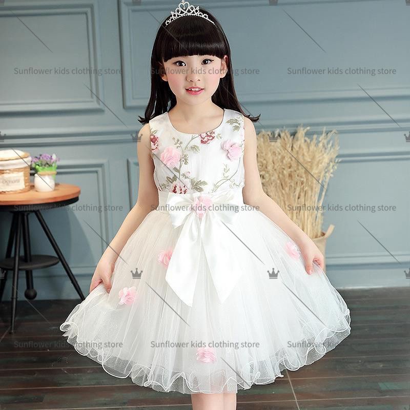 ◇Girls dress 4 Korean fashion 5 flower 6 bow 7 summer sleeveless 8 tulle dress 9 princess dress 10 tutu 11 birthday party 12 baptism anniversary dress 3-13 years old girl clothes elementary school student performance costume