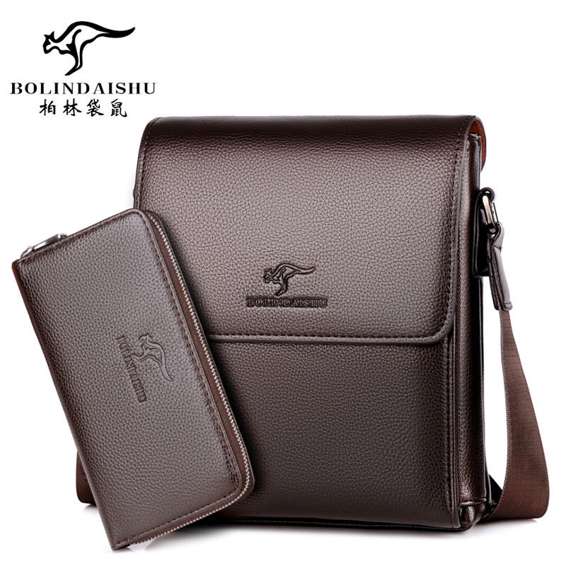 Kangaroo men s bag leather shoulder bag men s cowhide messenger bag