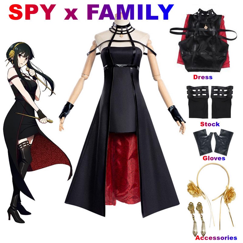 Anime Spy Family Yor Cosplay Killer Assassin Gothic Halter Black
