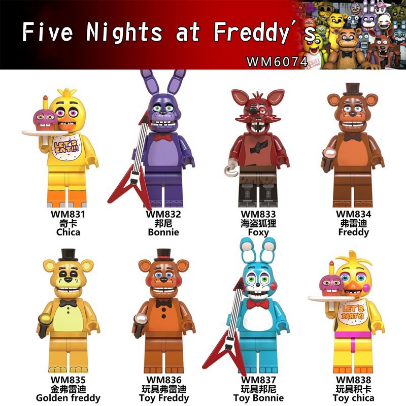 8 pcs Minifigures lego MOC Five Nights At Freddy's Game Horror Freddy Chica Foxy