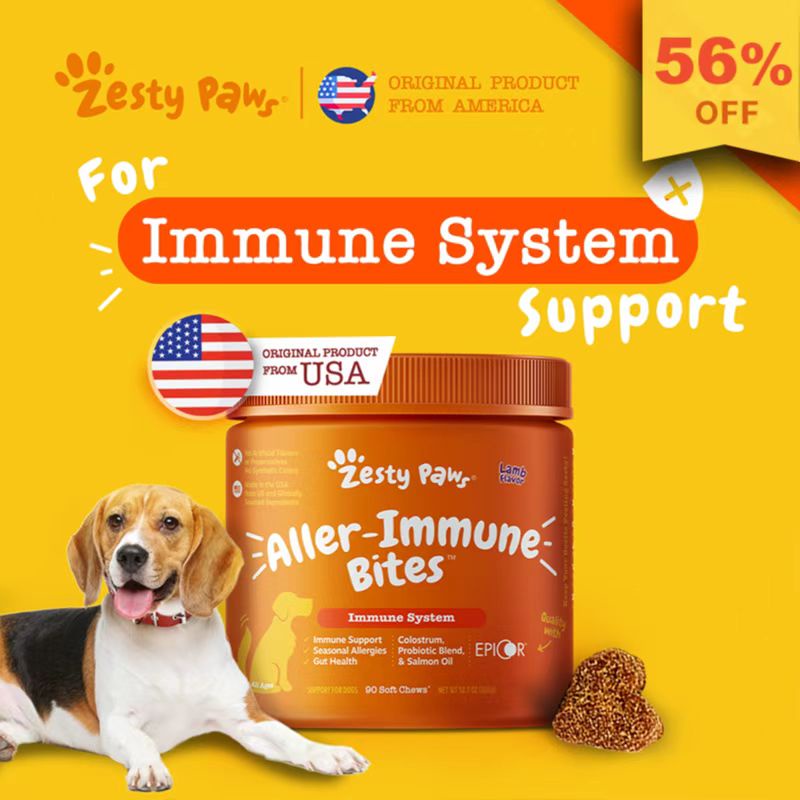 Zesty Paws Allergy Immune Supplement for Dogs with Omega 3 Wild