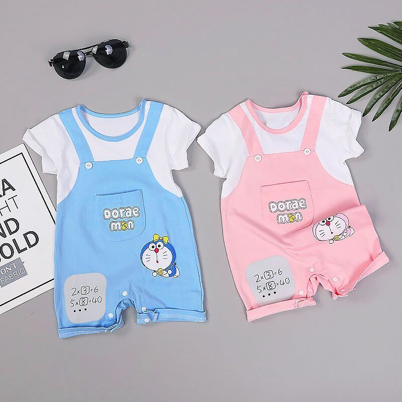 Terno for baby girl boy 1-18 months Jumpsuit Summer Male Female Pure Cotton Newborn Short-Sleeved Romper Thin Style Pajamas Outing Clothes
