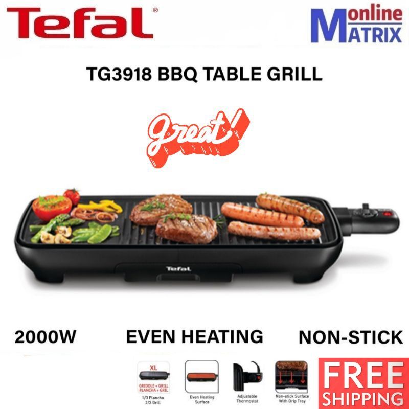 Tefal Plancha Ultra Compact Successor Table Grill TG3918 Shopee