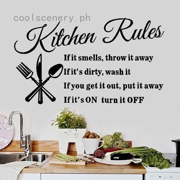 Kitchen Rules Quote Wall Sticker Vinyl Art Decal Home Decor Room
