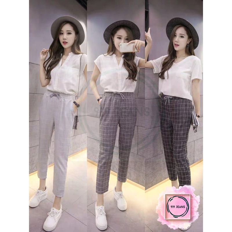 womens checkered joggers