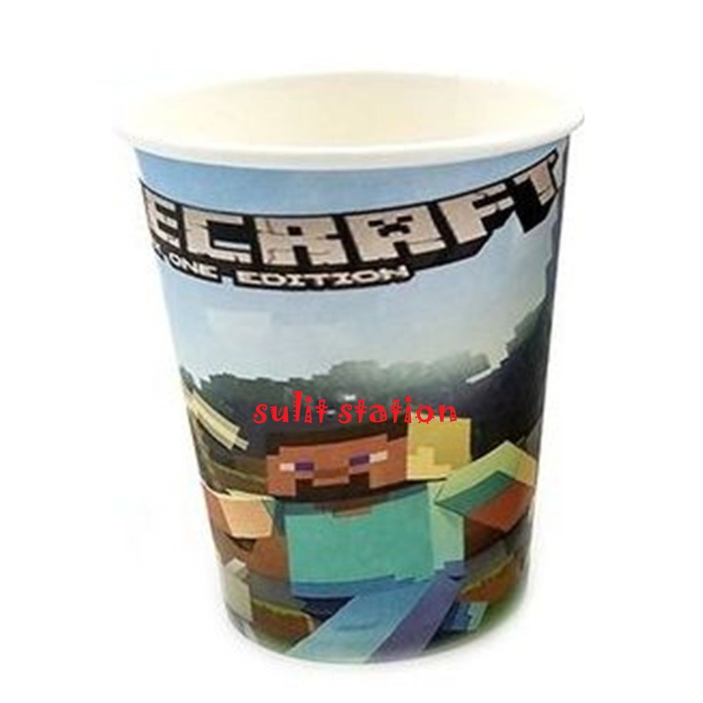 10pcs MINECRAFT THEMED BIRTHDAY PARTY DISPOSABLE PAPER DRINKING CUP