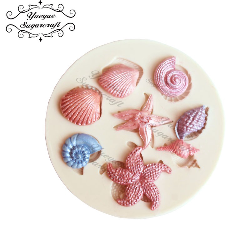 Silicone Mold Cake Tools Animal Starfish//Sea Shell Ocean Decorating Soap