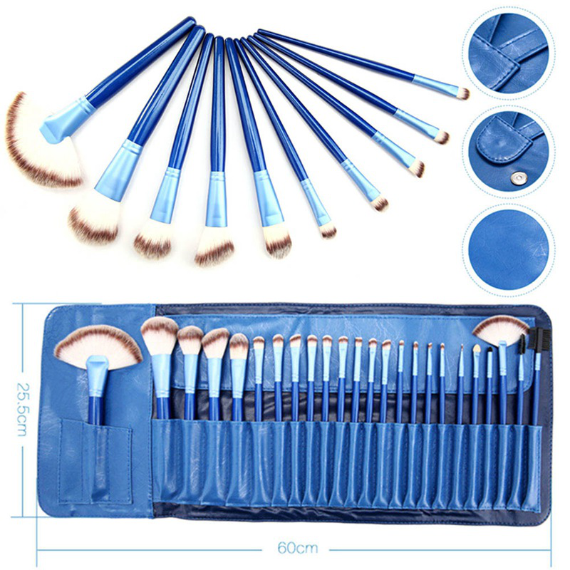 blue makeup brushes