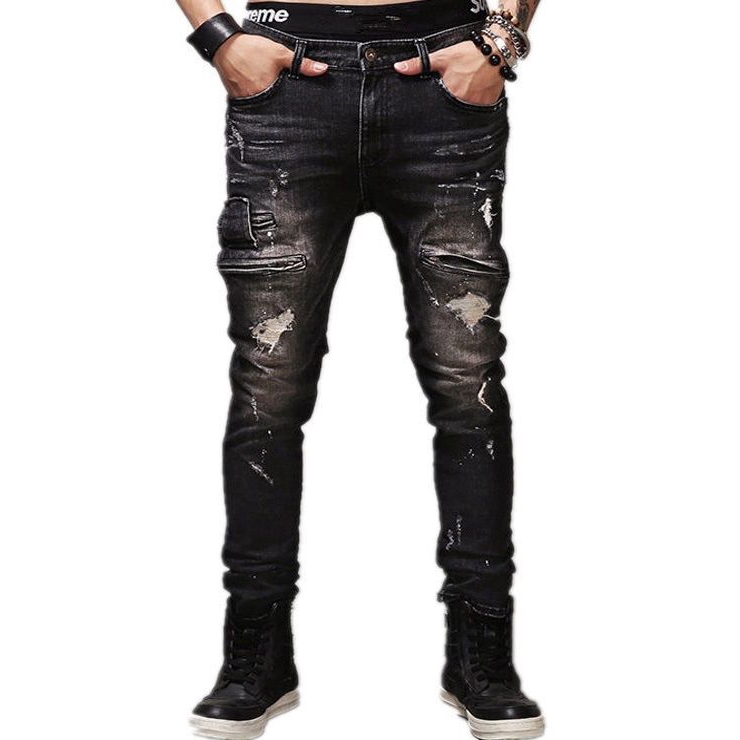 black biker denim jeans