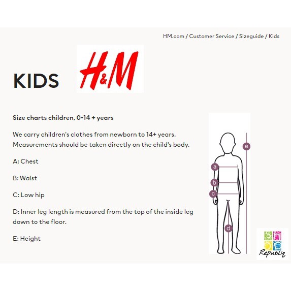 size chart h&m kids
