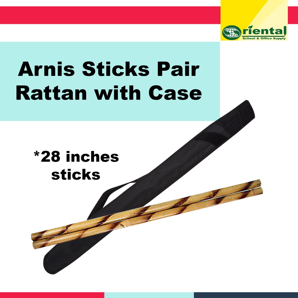 Arnis Stick With Case per Pair (Rattan) 28 inches Long 2 pcs stick Sold per pair with case