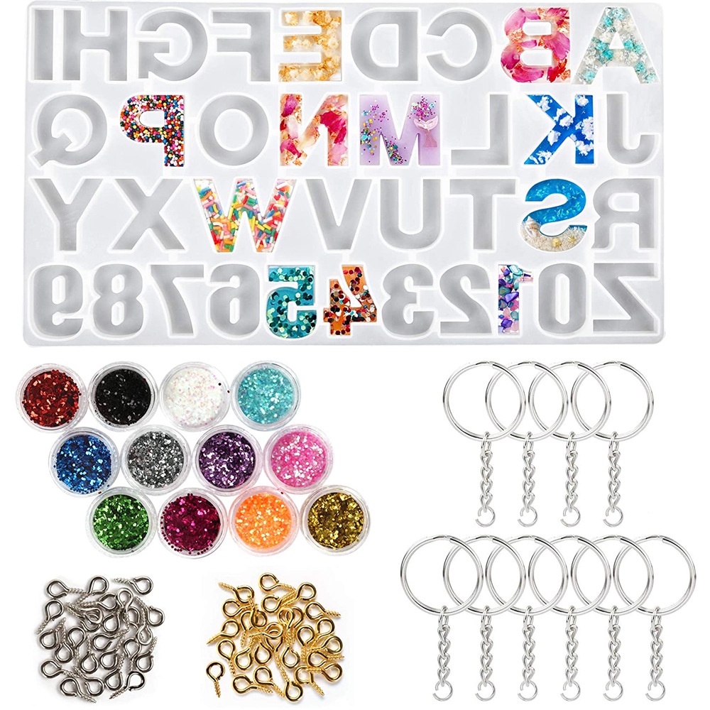 1 Set Alphabet Silicone Molds Epoxy Resin Letters Number Kit DIY Reverse For Jewelry Making Key Chain Casting