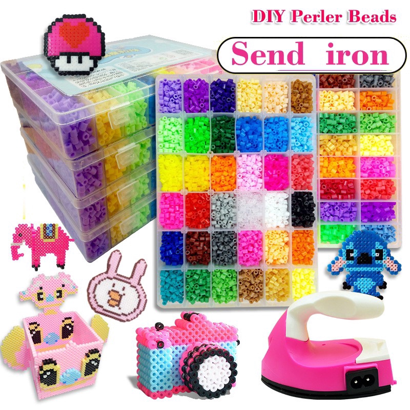 Longruner 48 Colors Melting Iron Beads Kit 5mm DIY Craft Toys for Kids with 3 Pegboards 11000 Fuse Beads Best Christmas Birthday Toys Gift for Girls Boys 6 Years Old One Booklet Pattern Paper 