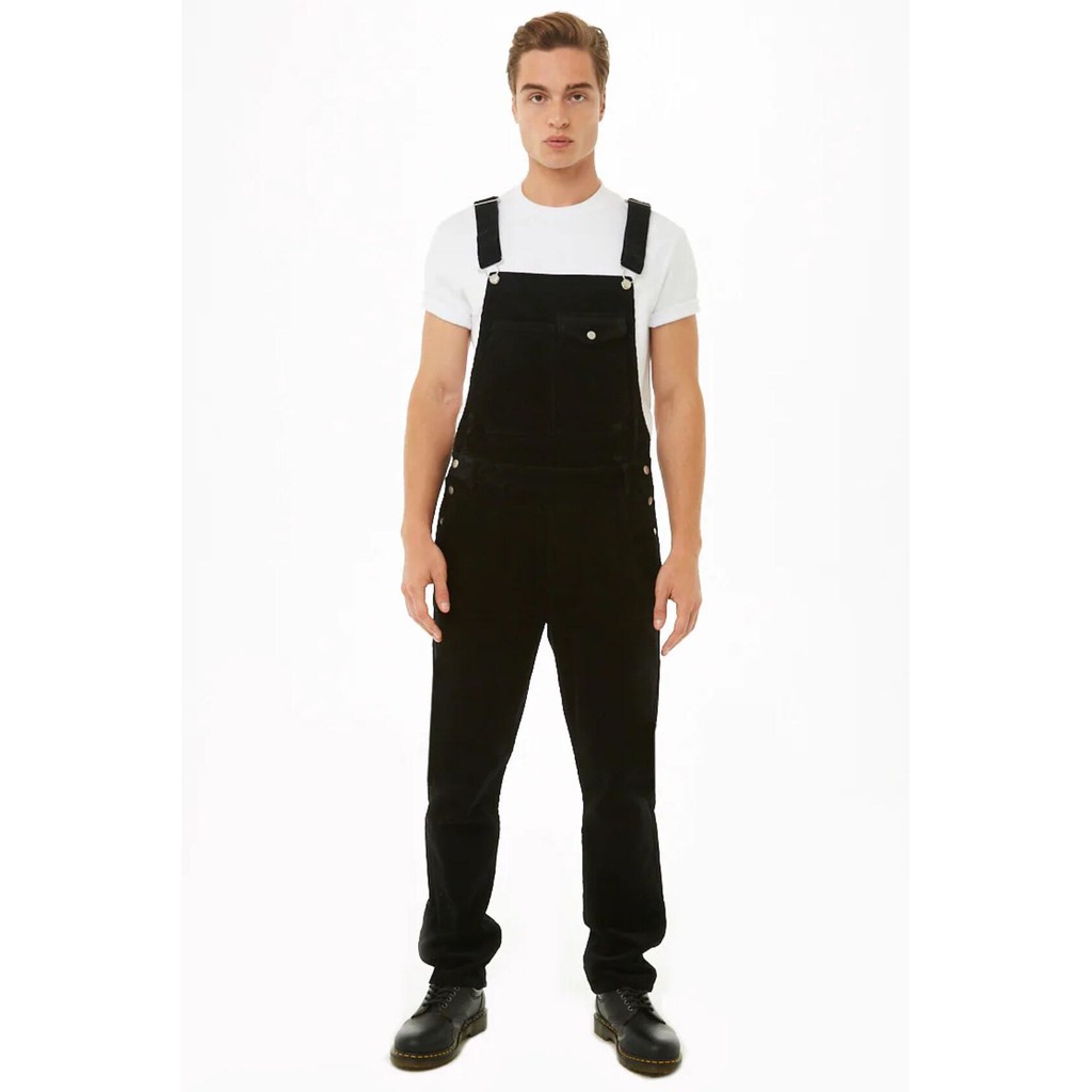 black straight leg overalls