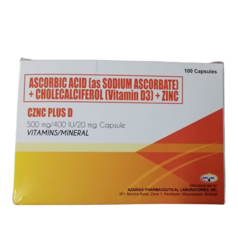 CZNC PLUS D Ascorbic Acid as Sodium Ascorbate + Vitamin D3 + Zinc 100