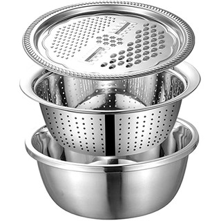 (26cm) 3in1 Stainless Steel Wash Basin Grater Drain Basket #5
