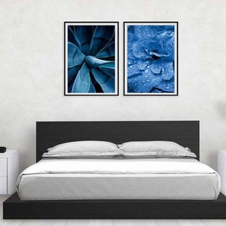 Cool Color Blue Tone Modern Art Canvas Painting Home Decoration Flower Dandelion Waves Room Wall Decor Machine Spray Canvas Painting Unframed #2
