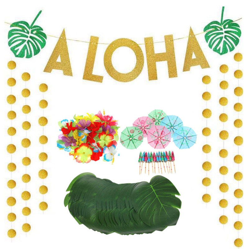 189 Pcs Hawaiian Tropical Theme Party Decorations Set Shopee