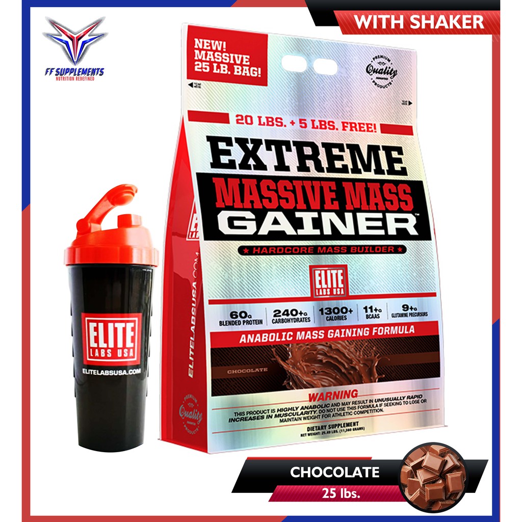 Elite Labs Usa Extreme Massive Mass Gainer 25 Lbs With Free Elite Labs Usa Shaker Shopee Philippines