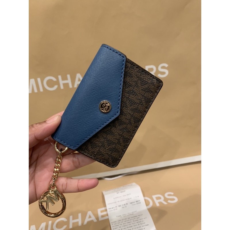 Michael Kors Kala Small Signature Leather Flap Key Ring ID Card Case ...