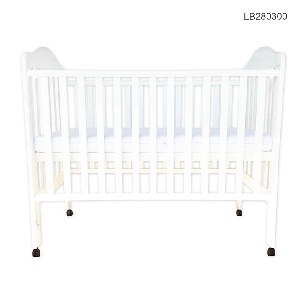 white wooden cot bed
