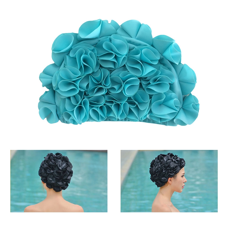 bathing caps with flowers