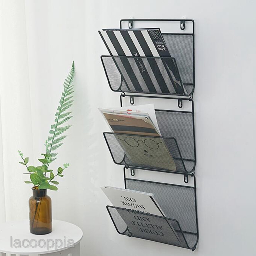 Nordic Style Iron Wall Mounted Book Shelf Storage Holder Magazine Rack Organizer 
