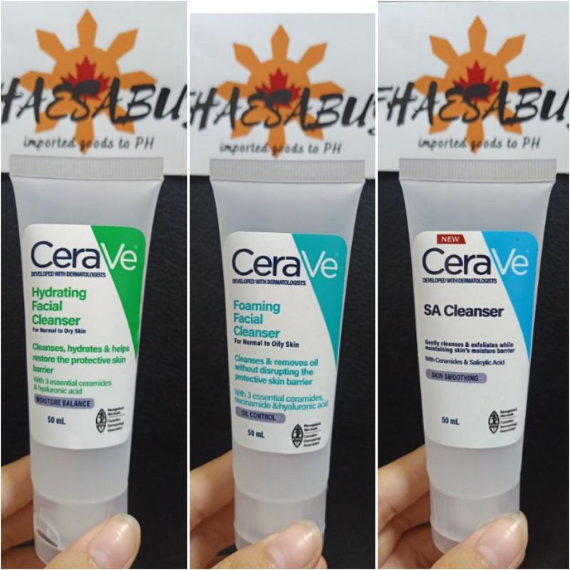 CeraVe Facial Cleansers 50ml Trial Size Foaming Hydrating Renewing