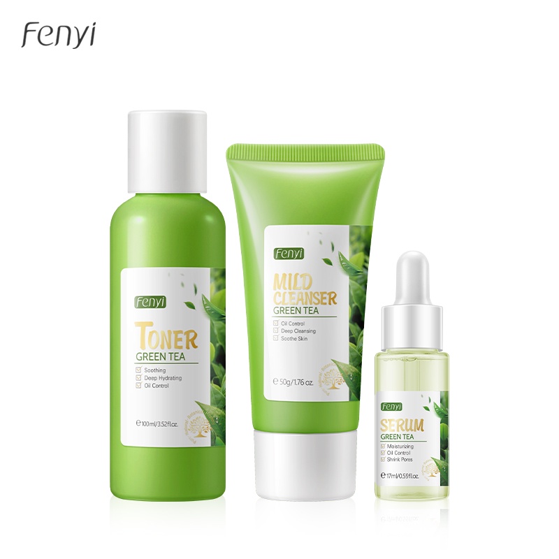 Fenyi Green Tea Face Skin Care Facial Cleanser Serum Toner Moisturizer