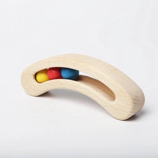 Soigne Kids Wooden Pea Pod Baby Rattle Beech Wood Teething Rattle #4