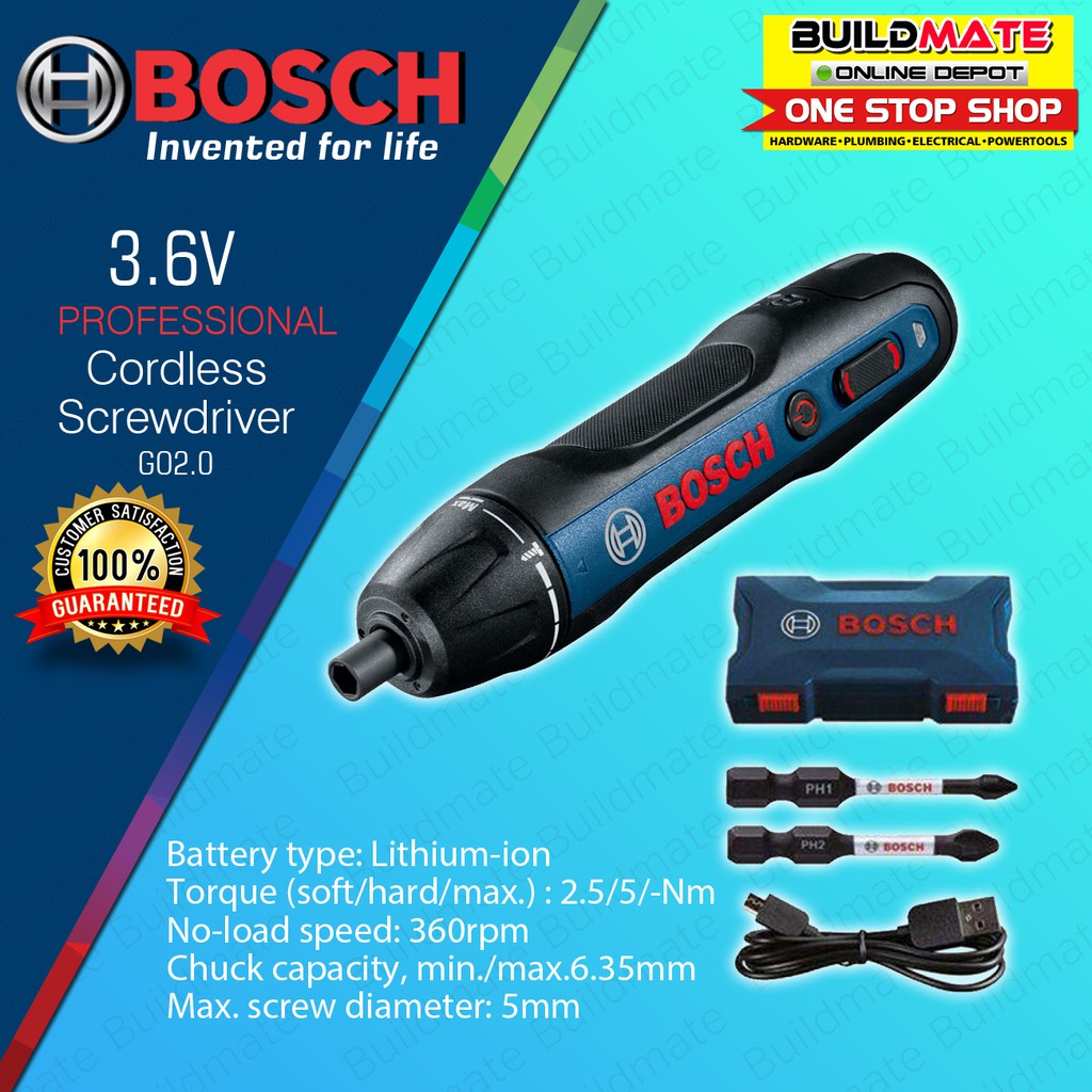 BOSCH Professional Cordless Screwdriver 3.6V GO 2.0 GO2.0 BLC •100