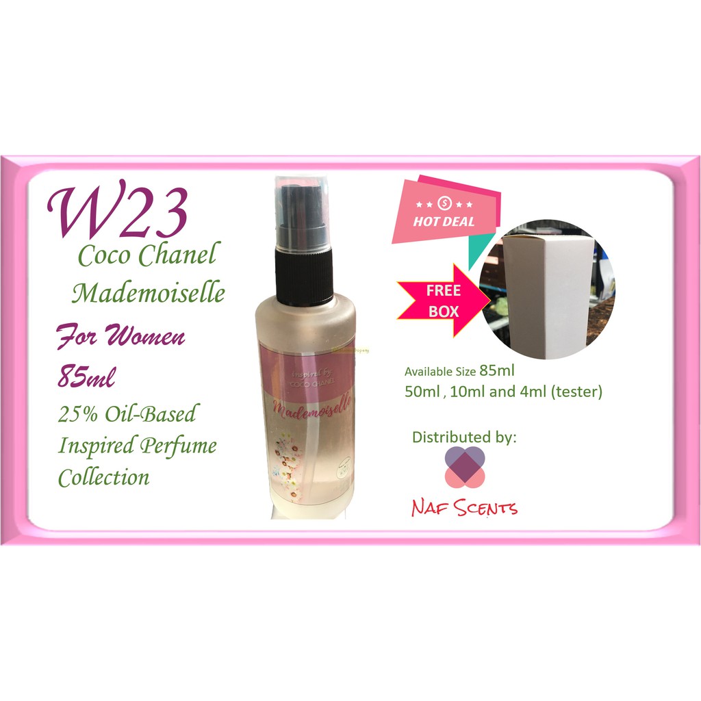 85ml Coco Chanel Mademoiselle Inspired Rmg Oilbased Perfume Free Box Shopee Philippines
