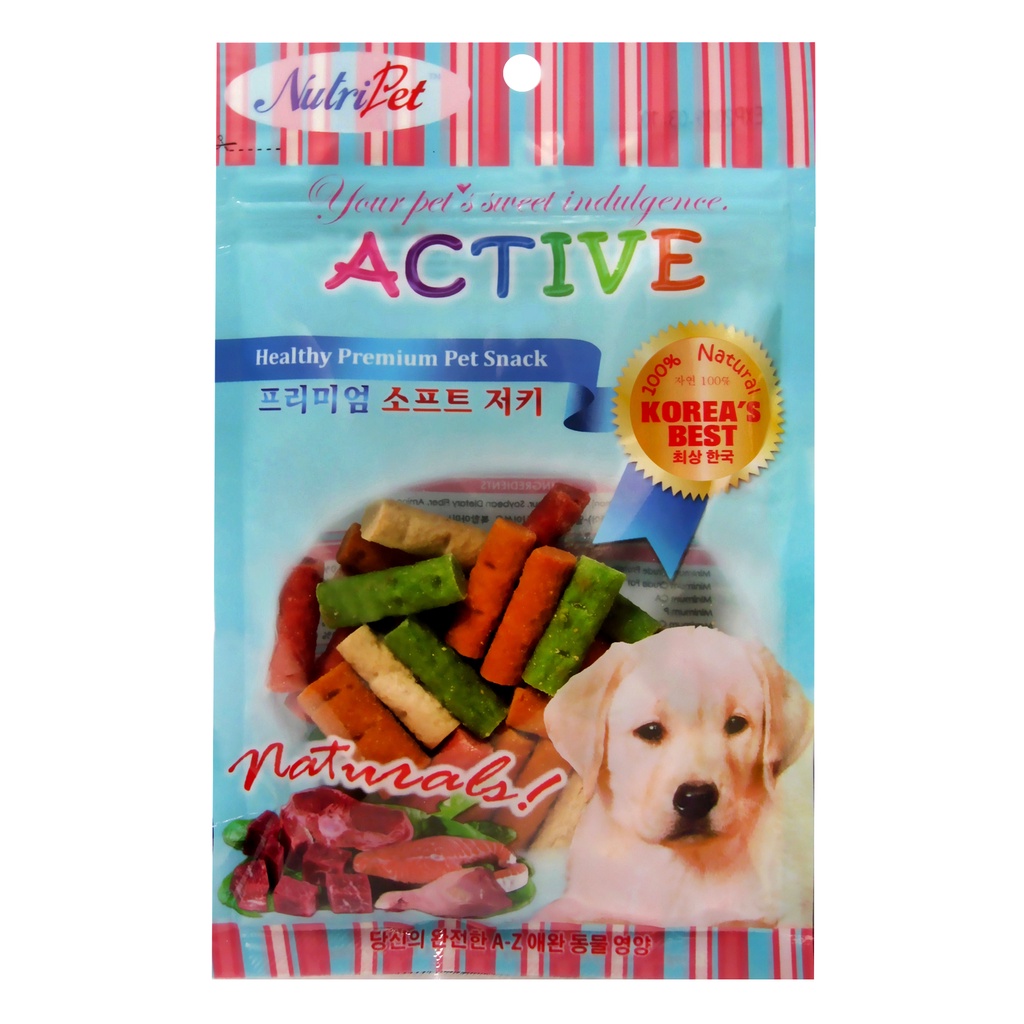 Nutripet Snack Cut Jerky (Chicken+Salmon+Cheese+Soybean) 80g Shopee